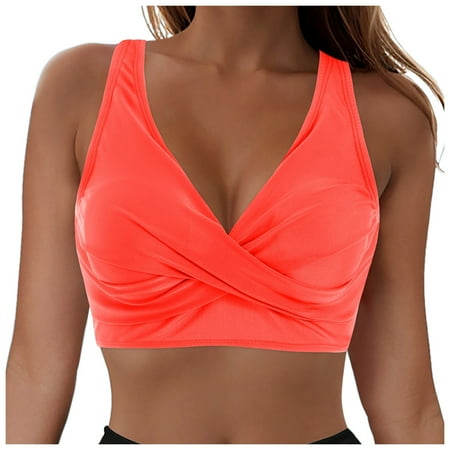 kamemir Womens Bikini Tops Triangle Bikini Tops for Women Halter String Bikini Bathing Suit Tops Sexy Bikini Swimsuit Top(Watermelon Red L)