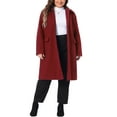 thumbnail image 2 of Agnes Orinda Women's Plus Size Coats Peter Pan Collar Single Breasted With Pockets Trench Winter Long Peacoat 3X Burgundy, 2 of 6