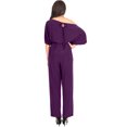 thumbnail image 5 of KOH KOH Long Pant One Off Shoulder 3/4 Short Sleeve Sexy Wide Leg Casual Summer Fall One Piece Jumpsuit Pant Suit Romper Playsuit Tall Overall For Women Purple Small US 4-6 JSN003, 5 of 6