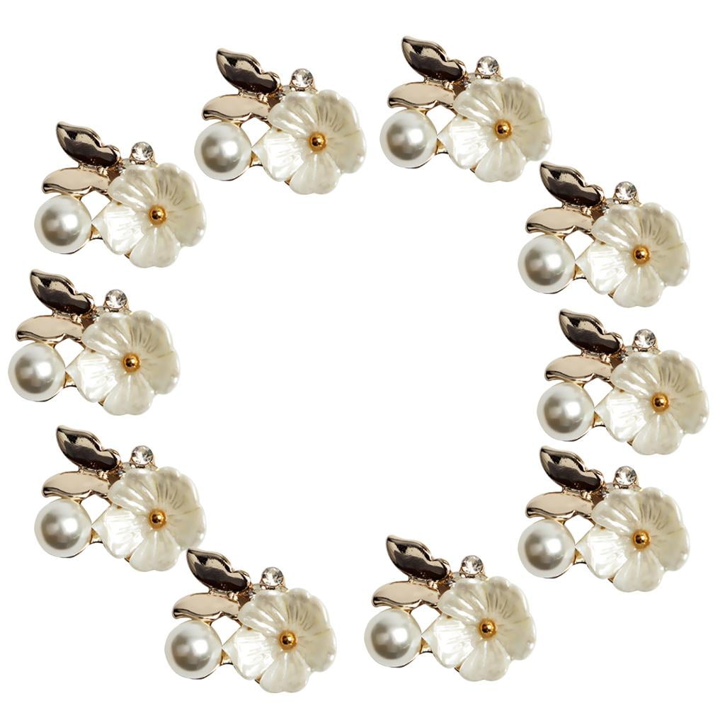 10x Crystal Pearl Buttons Flatback Embellishment Wedding Crafts Hair Bow DIY 