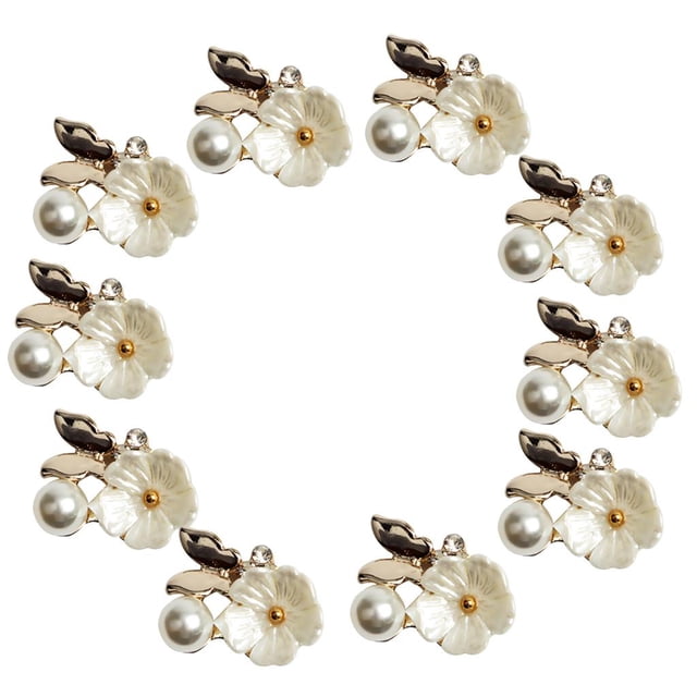 KLKCMS 10pcs Pearl Embellishment Buttons Flatback For Wedding Scrapbooking Craft Making beige