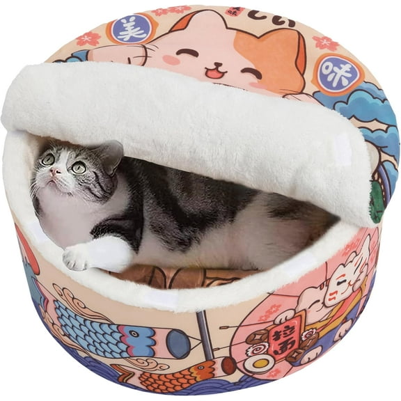 XH Ramen Noodle Dog & Cat Bed,Keep Warm and Super Soft Creative Pet Nest for Indoor Cats,Removable Washable Cushion for Small Medium Large Dogs and Cats