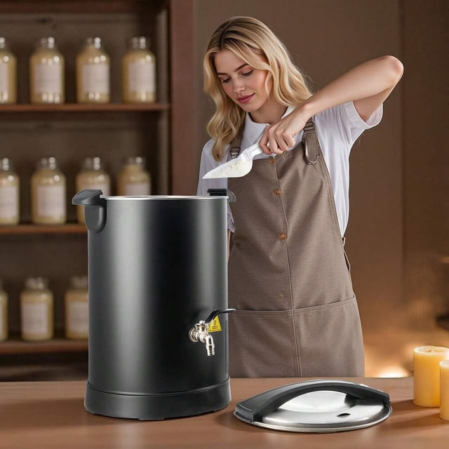 Wax Melter For Candle Making, 5.3 Qts, Fast And Even Heating, With Easy Pour Spout And Temperature Control, Hourglass Base For Non-Stick Smooth Flow, Wax Melting Pot For Making Candles Soaps