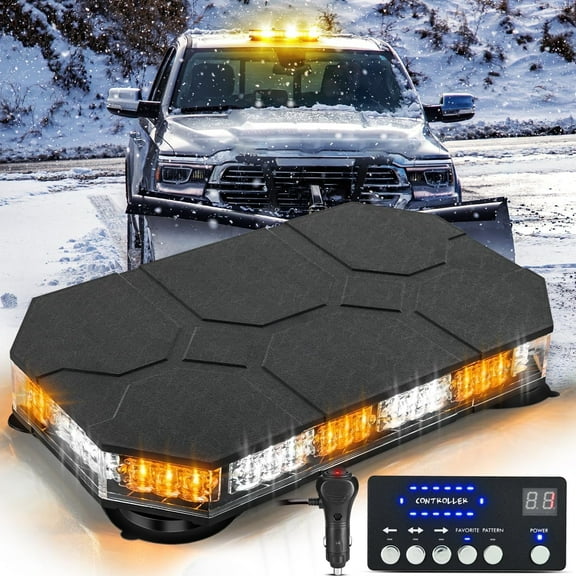 Nilight 42 LED Roof Top Strobe Lights Hazard Emergency Safety Warning Flashing Light Bar w/Control Panel Magnetic Mount 12V 24V Car Truck Tractor Snow Plow