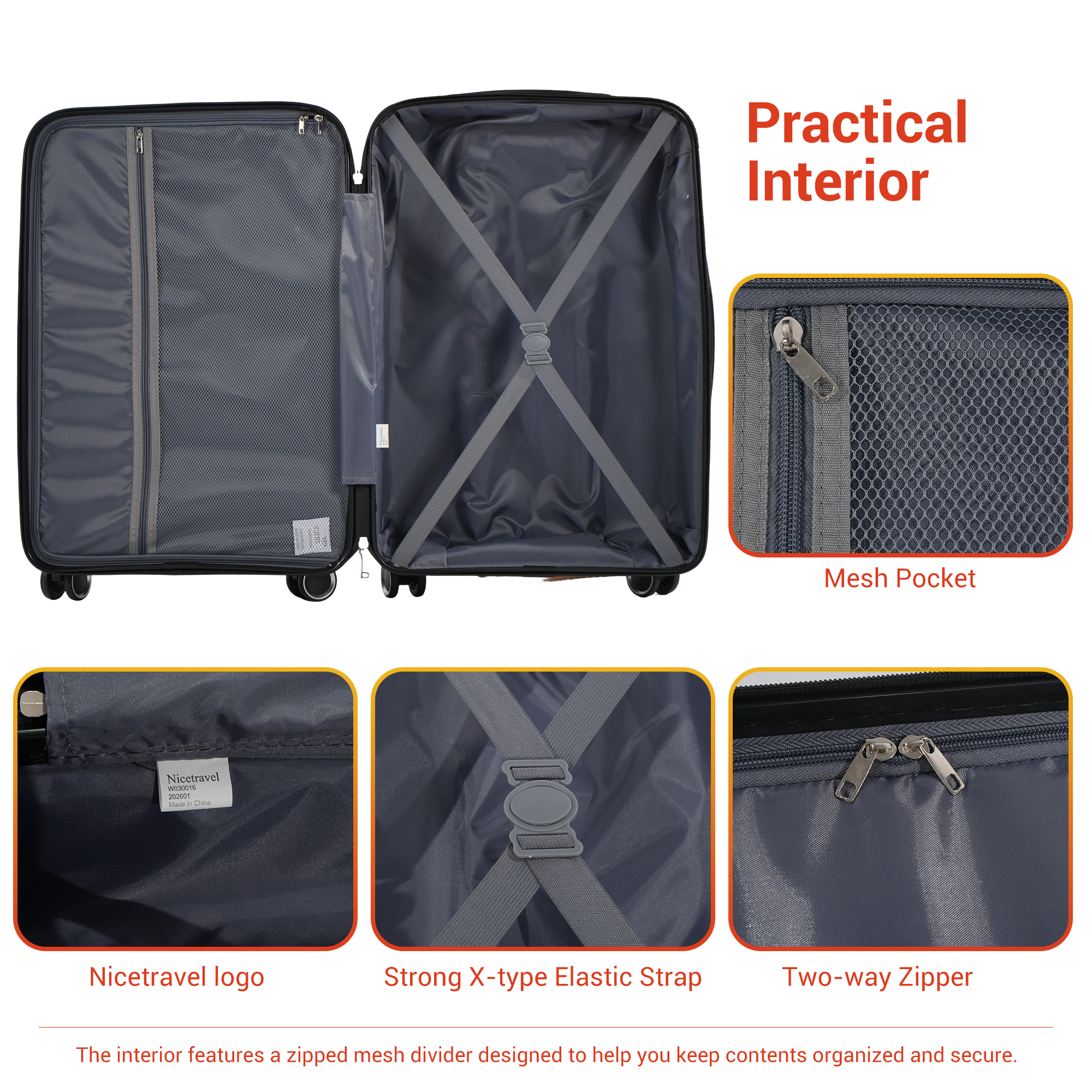 Nicetravel 8-Piece Hardside Luggage Set, Purple photo 8