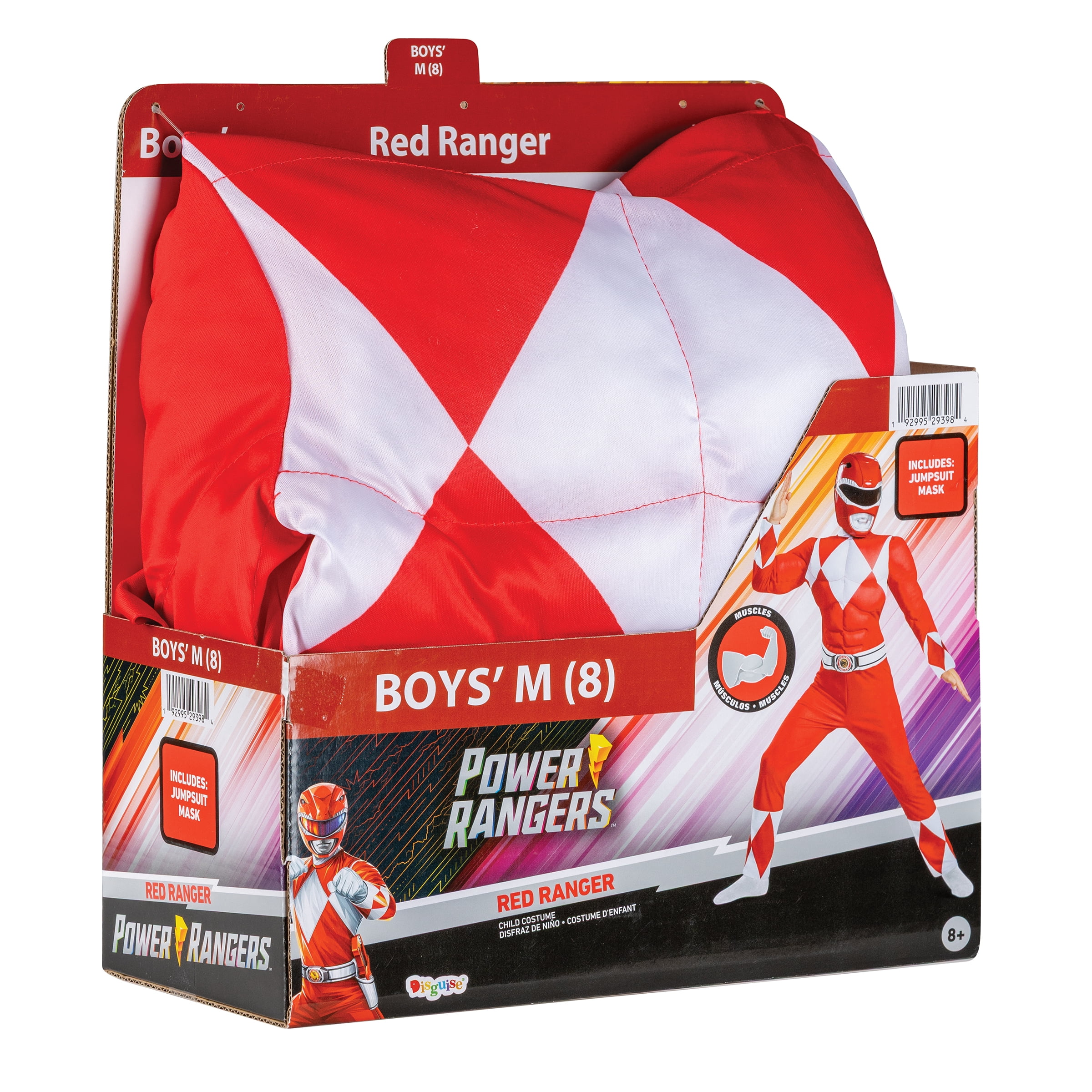 Power Rangers - Mighty Morphin Red Ranger Halloween Costume for Children, Boys Size M (8), by Disguise