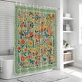 thumbnail image 6 of Boho Green Flowers Shower Curtain, Waterproof Shower Curtains for Bathroom, Spring Abstract Watercolor Floral Leaf Washable Fabric Bathtub Curtain Set Bath Decor with 12 Hooks 72"x78", 6 of 8