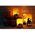thumbnail image 2 of Paquete de 3 velas LED sin llama con temporizador 6H y pegatinas de calabaza - Decoración de fiesta de otoño - Decoración de fiesta de Halloween - 3" x 4" x 5" x 6" esquí esquí Gafas de esquí, 2 of 5