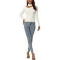 thumbnail image 3 of Unique Bargains Women's Long Sleeve V Neck Chocker Slim Fit Sweater Tops White XL, 3 of 6