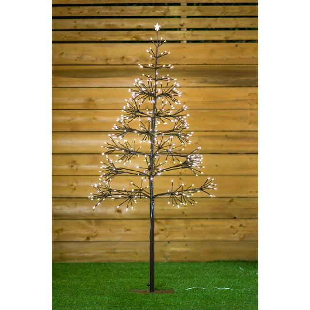 4.5 Ft Brown Cluster Tree With 380 Warm White Sparkling LEDs In/Outdoor Christmas Tree Holiday Decoration