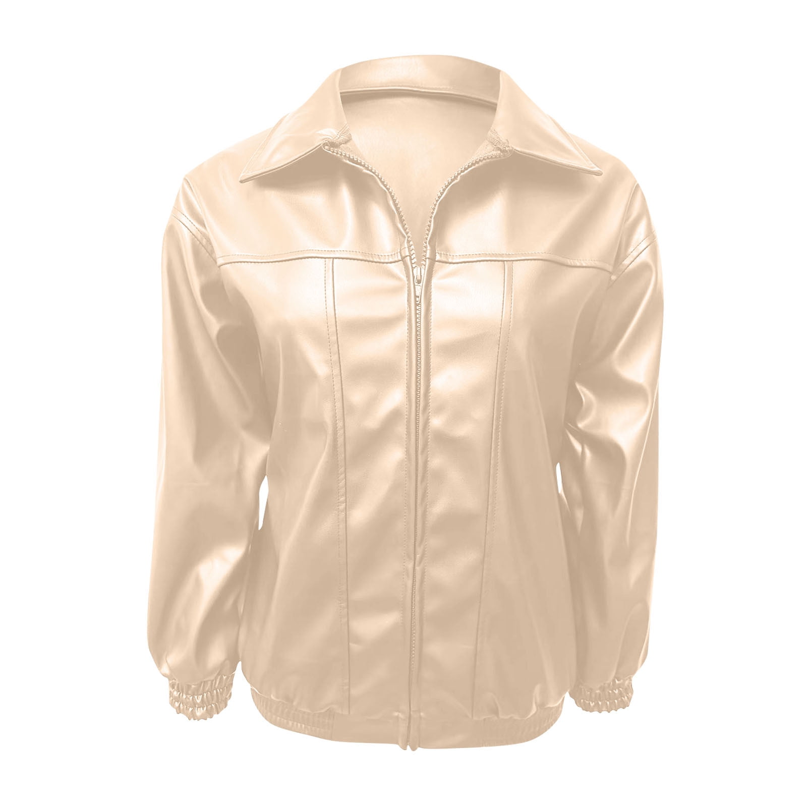Akafmk Womens Faux Leather Jackets,Plus Size Motorcycle Jacket,Women's Solid Flip Collar Fall and Winter Long Sleeve Fashion Leather Jacket Coat Fall Winter Loose Windbreaker Jacket Outerwear