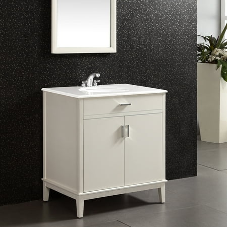 30 Inch Maple Top - WyndenHall Oxford 30 inch Contemporary Bath Vanity in Soft White with White Engineered Quartz Marble Top