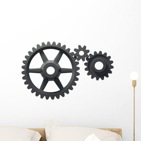 Three Cogwheels Wall Decal by Wallmonkeys Peel and Stick Graphic (24 in W x 15 in H) WM305936