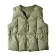 thumbnail image 2 of Letdown Men's Puffer Vest Outerwear Sleeveless Solid Button Jacket Winter Warm Lightweight Pockets Wind_proof (Green, M), 2 of 5