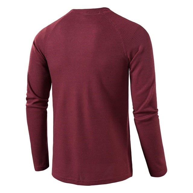 Heliisoer Hommes en Vrac Col Rond à Manches Longues T-shirt à Imprimé Uni