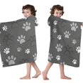 thumbnail image 4 of Grey Dog Paw Footprint Hooded Bath Towel，50"x30" for Ages 3 To 12 Kids, Quick Dry Lightweight Soft Microfiber Hood Beach Towel Cover Up for Kids, 4 of 7