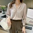 thumbnail image 2 of Summer Tops, Women Blouses, Elegant Women's Satin Silk Button Down Blouse Casual Long Sleeve Work Shirt for Every Occasion, 2 of 7