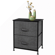 FAFIAR Nightstand Storage Chests Boxes with 2 Fabric Drawers Bedside Table Bedroom Gray Adult