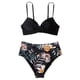 thumbnail image 4 of MKLEKYY Trajes De Baño Mujer Women High Waisted Bikini Sexy Push Up Two Piece Swimsuits Vintage Swimsuit Two Piece Retro Ruched High Waist Print Bikini Set 2790, 4 of 6