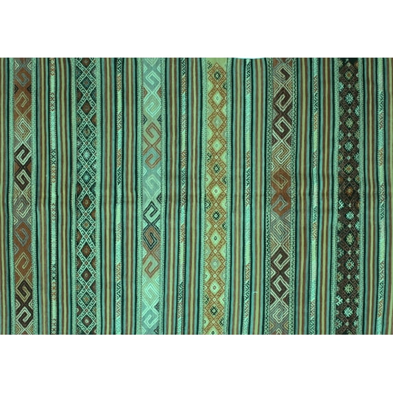 Ahgly Company Indoor Rectangle Oriental Turquoise Blue Traditional Area Rugs, 5' x 7'