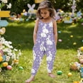 thumbnail image 4 of Kids Girls Bunny Print Sleeveless Jumpsuit Easter Romper Purple Harem Soft Stretchy Kids Clothes 2T,Size 2 T, 4 of 7