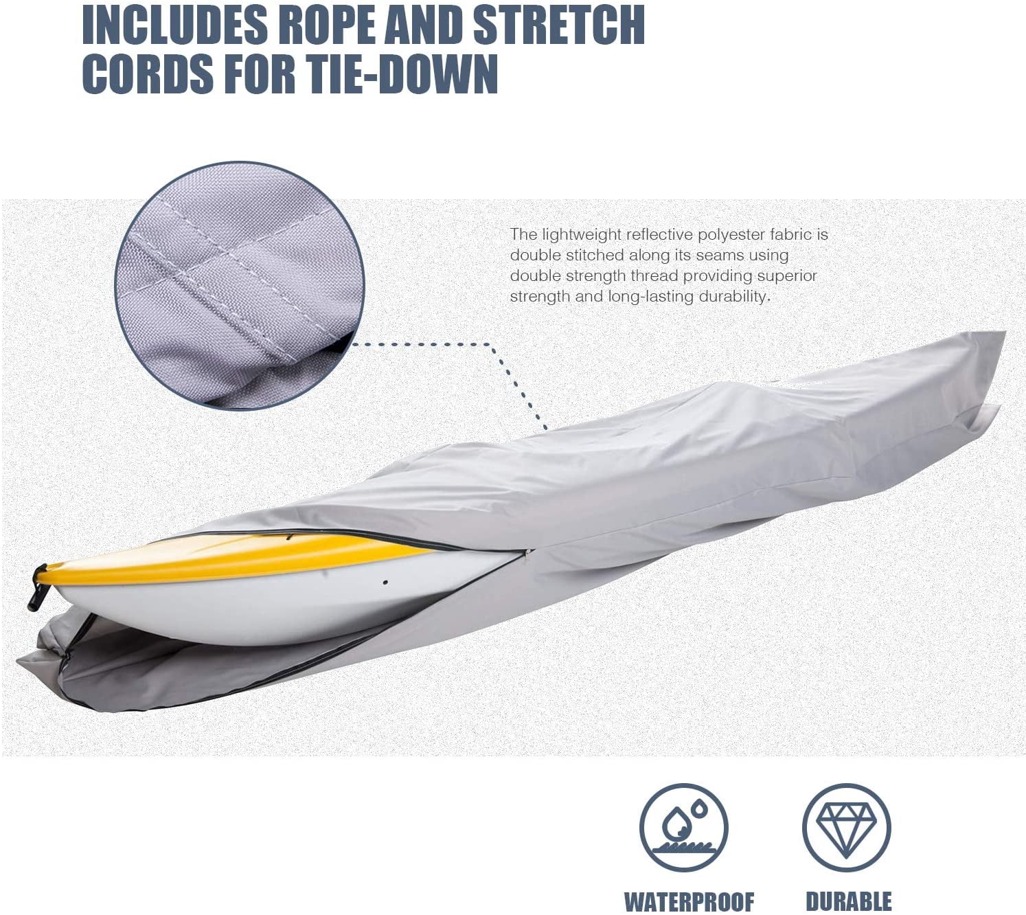 Goodsmann boat cover,Kayak cover,Canoe Cover,Silvery gray,water resistant,weather protection,trailerable,9921-0172-31 (10' Kayak/Canoe Cover)