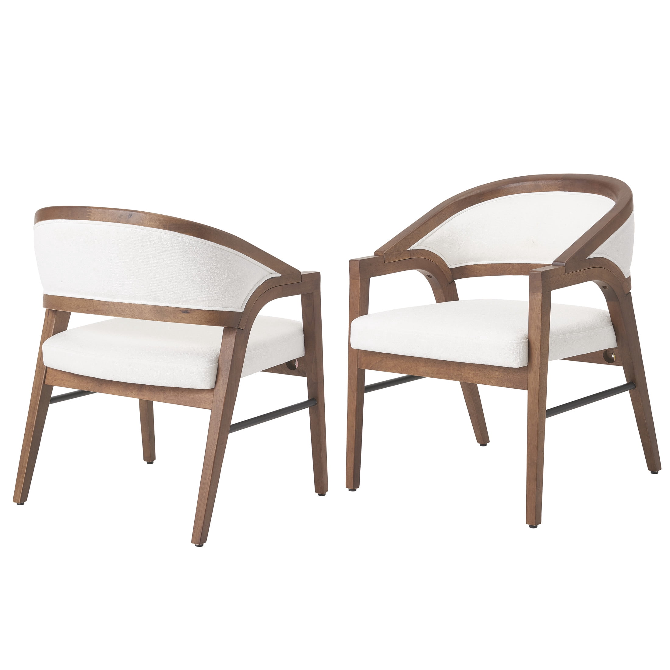 Christopher Knight Home Modern Upholstered Dining Chairs, Solid Wood Frame, Walnut+White, Set of 2