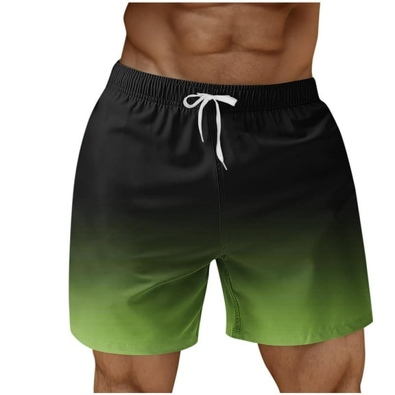 S-5X Plus Size Mens Shorts with Pockets Big & Tall Casual Drawstring Elastic Waist Straight Wide Leg Gradient Printed Hawaiian Beach Short