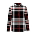 thumbnail image 4 of Womens Lapel Button Blouse Long Sleeve Linen Shirts with Pockets Loose-Fit Plaid Printed Casual Tops, 4 of 7