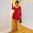 thumbnail image 5 of AURA Women Plus Size Long Sleeve Midi Dress High Waist Slim Fit Casual Summer Dress, 5 of 6