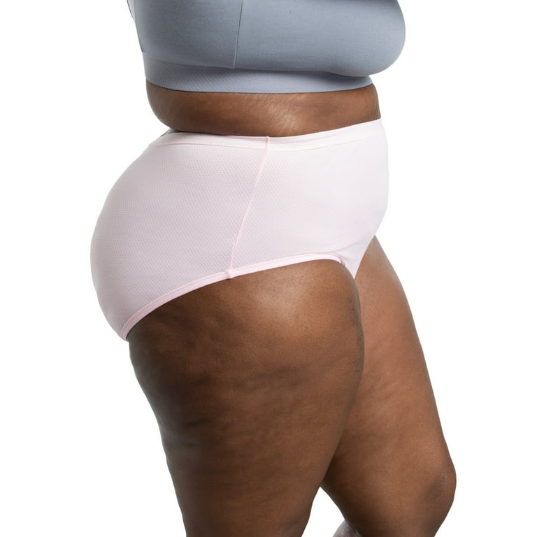 Fit for Me by Fruit of the Loom Women's Plus Size Breathable Micro-Mesh  Brief Underwear, 6 Pack 