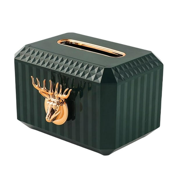 Caja creativa para pañuelos faciales Figura de cabeza de ciervo Decoración Soporte para servilletas de papel Verde