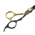 thumbnail image 6 of Unique Bargains Hair Cutting Scissors Stainless Steel Razor Hair Trimming Scissors 6.9" Long Black Gold Tone, 6 of 6