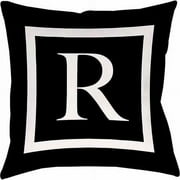 Thumbprintz Classic Block Monogram Decorative Pillow, Black