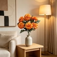 thumbnail image 6 of Faux Marigold Artificial Flower 7 Head Chrysanthemum Fake Flower for Vase Centerpiece - Cloth Fabric Floral Stems for Living Room Dining Table Home Decor Wedding Party Arrangement, 6 of 6