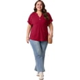 thumbnail image 4 of Cueply Plus Size Summer Tops for Women Short Sleeve v Neck Shirt Womens Casual Loose Fit Tunic Blouses, 4 of 7