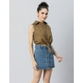 thumbnail image 2 of MoomayaWomens PrintedCotton Crop Shirt,Button Down Sleeveless Knotting Shirt Top, 2 of 8