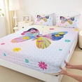 thumbnail image 3 of Homewish Kawaii Cartoon Butterfly Twin Sheet Sets, Rustic Blossoms Floral Twin Fitted Sheet, Modern Fashion Honeycomb Flat Sheet, Luxury Bedroom Decor, 3 Pieces, 3 of 7