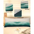 thumbnail image 2 of Teal Beige Ombre Body Pillow Cover 20 x 54 Inch Decorative Pillow Cover Minimalist Ocean Waves Linen Lumbar Pillowcase Seasonal Rectangle Cushion Case for Couch Sofa Bed Living Room, 2 of 7