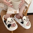 thumbnail image 4 of Lindas zapatillas de vaca de dibujos animados, pantuflas anit-slip para el hogar, suela gruesa y suave para interiores, cómodos animales, toboganes de lino de vaca muda, zapatos sin cordones para dam JAMW Sencillez, 4 of 5