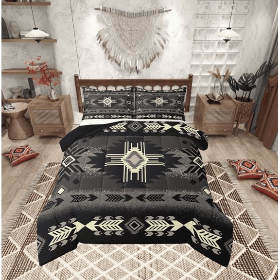 Erosebridal Hippie Aztec Bedding Twin Comforter Set,Bohemian Theme Down Comforter,Lightweight Reversible Bedding Sets Twin with Comforter,Tribal Room Decorative,3pcs