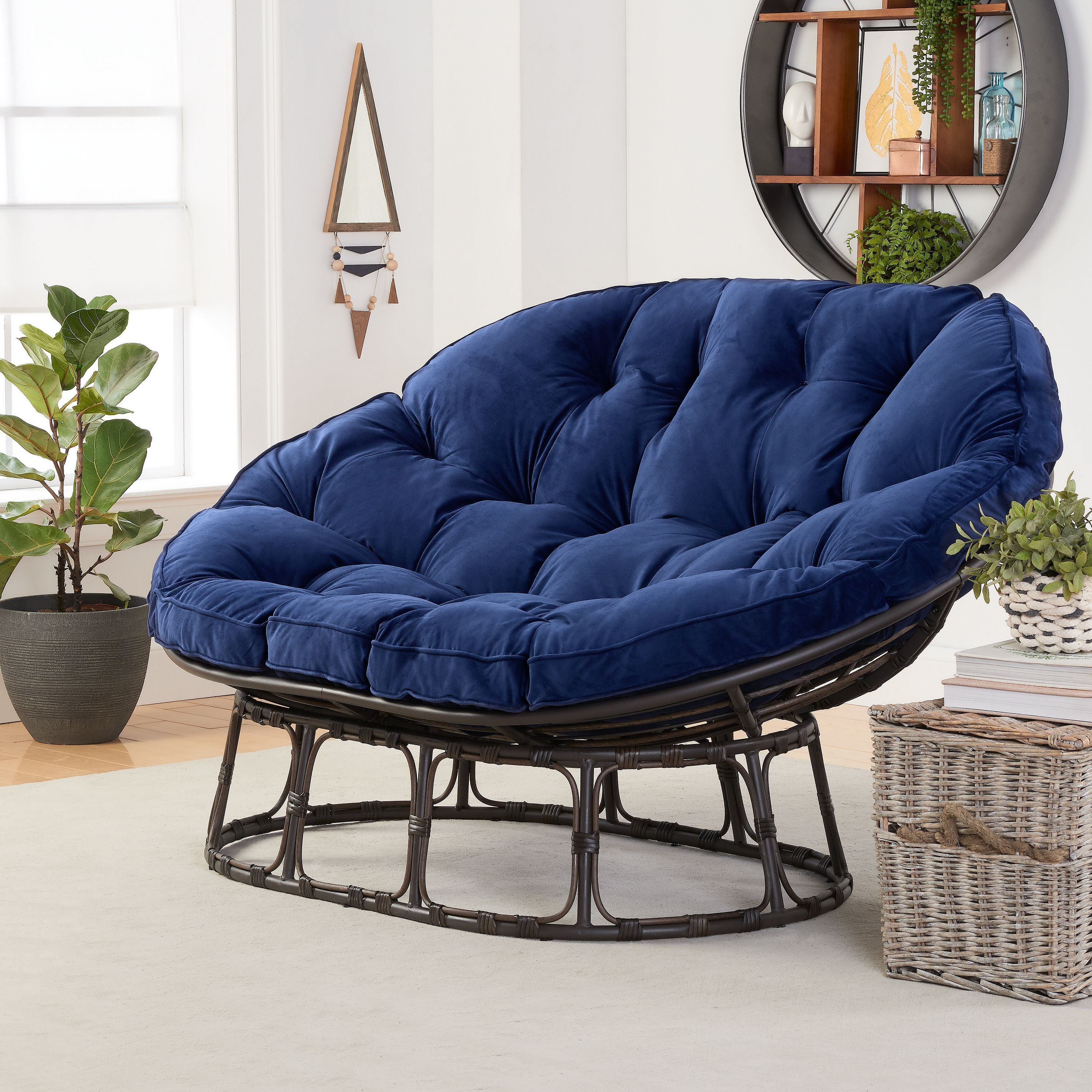 Details about   Papasan Bench With Cushion Fits 2-Persons Home Living Room Dens Furniture 