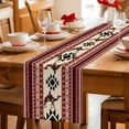 thumbnail image 4 of Red Beige Boho Cotton Linen Table Runner for Dining Kitchen, Vintage Abstract Art Ethnic Tribe Wedding Outdoor Party Tablerunners Decoration, Dresser Scarf Coffee Tablecloth Runners 13x60 Inches, 4 of 8