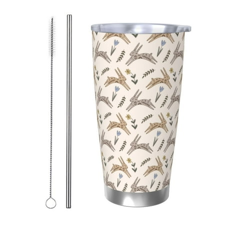 

Lukts Retro Rabbit for 20OZ Car Cup Stainless Steel Direct Drinking Straw Thermos Cup Suitable for Office Travel and Car-Straw Two-piece Set