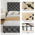 thumbnail image 6 of Queen Size Metal Bed Frame with 4 Storage Drawers and Headboard, Linen Upholstered Platform Metal Bed Frame with Wooden Slats Support, Diamond Stitched Button Tufted, No Box Spring Needed, 6 of 9