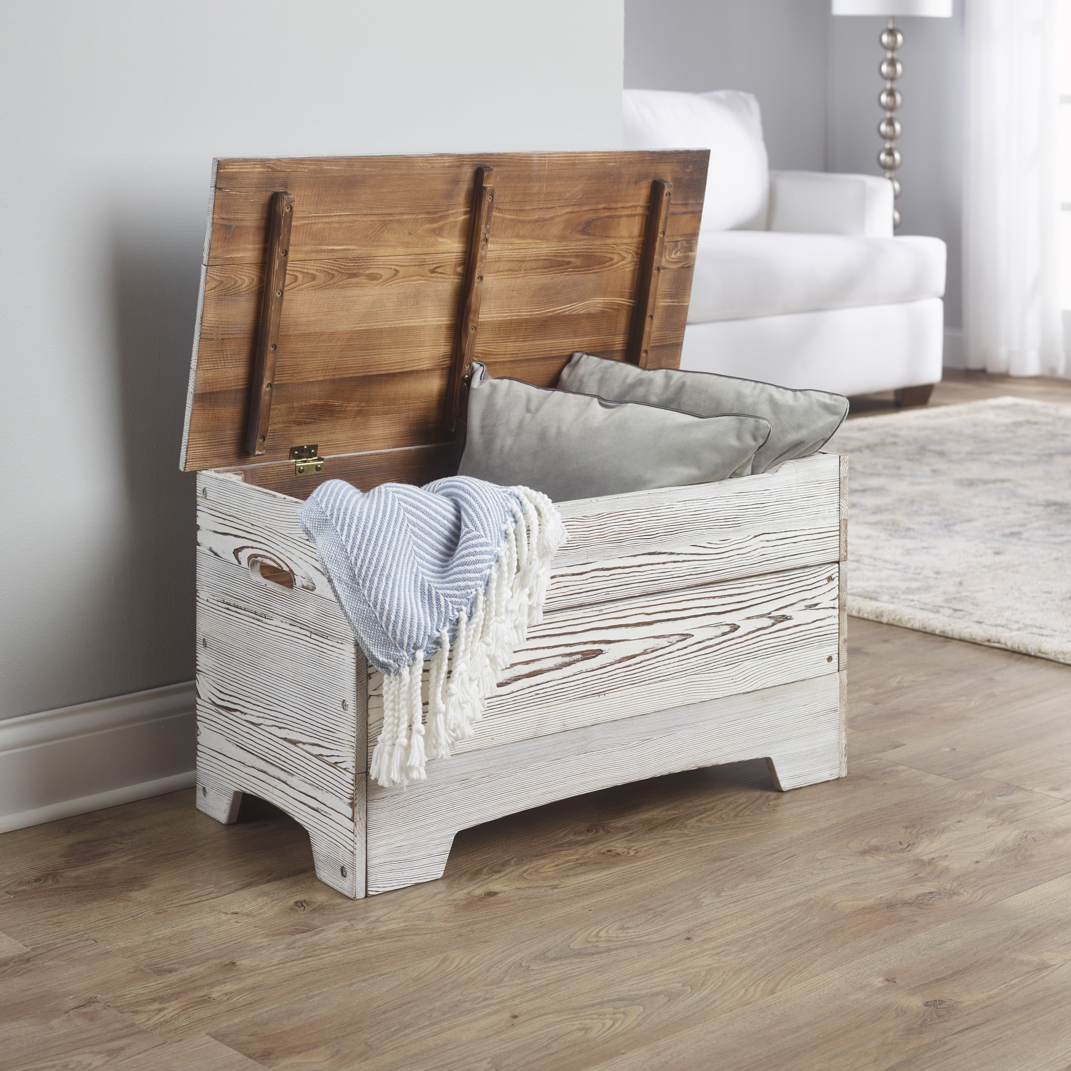 Badger Basket Children's Solid Wood Rustic Toy Box 3.3 Cu ft. - Distressed White