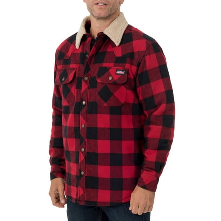 Men's Buffalo Twill Shirt Jacket with Sherpa (Best Matte Top Coat Uk)