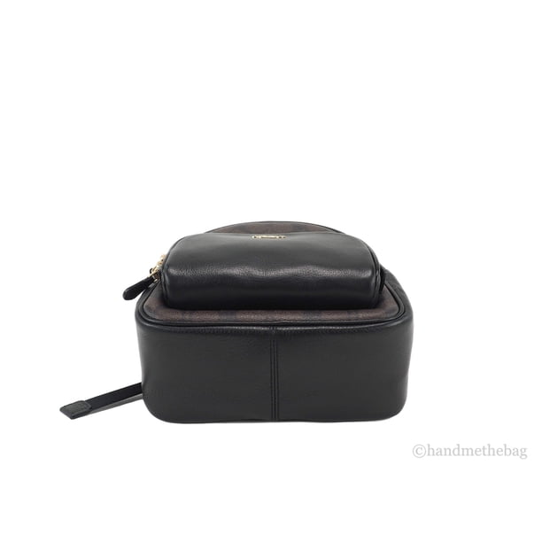 Coach (C8604) Signature Coated Mini Court Backpack in Brown Black