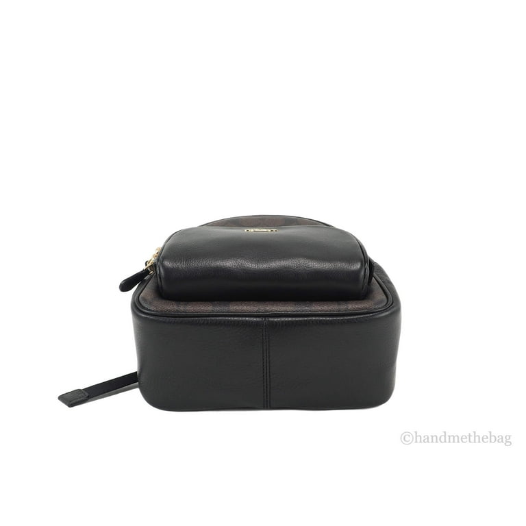 Coach (C8604) Signature Coated Mini Court Backpack in Brown Black