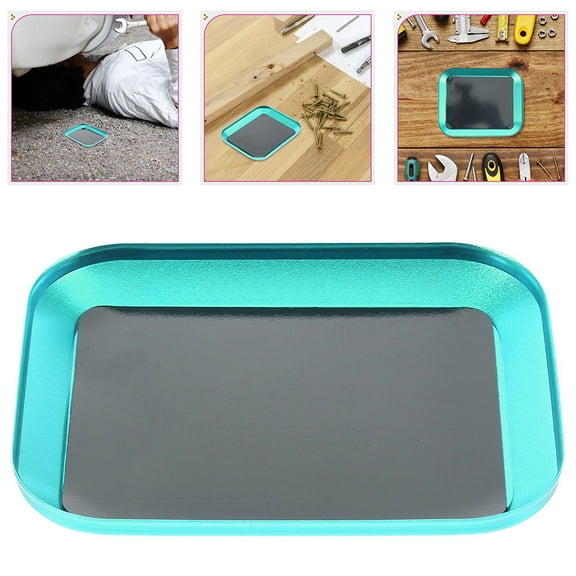 KONTONTY 2pcs Magnetic Screw Tray for Mechanics and Home Garage Aluminum Alloy Magnetic Parts Tray for Screws and Nuts Small Parts Organizer Tray with Magnetic Bottom